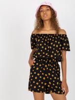 Hurtownia Czarny krótki kombinezon hiszpanka z wiskozy SUBLEVEL 