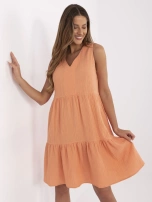 Peach muslin dress with V-neck SUBLEVEL.