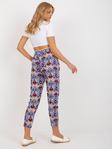 Hurt Fioletowe letnie spodnie z materiału we wzory SUBLEVEL