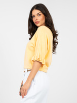 Ciemnożółty damski sweter z rękawem 3/4