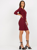 Hurt Bordowa sukienka koktajlowa z aplikacjami z koronki