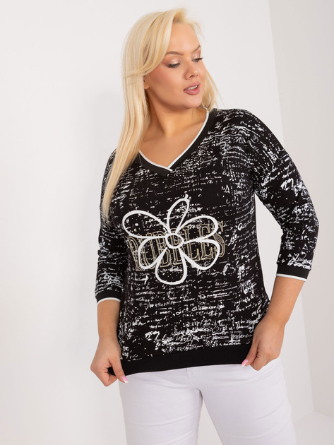 Hurt Czarna bawełniana bluzka plus size z rękawem 3/4