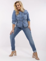 Niebieska jeansowa kurtka plus size o dopasowanym kroju