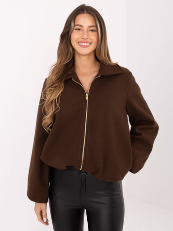 Brązowa kurtka ze ściągaczem na dole RUE PARIS