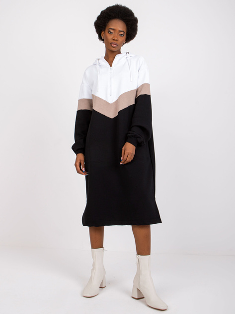 Biało-czarna sukienka dresowa z kapturem Irem RUE PARIS