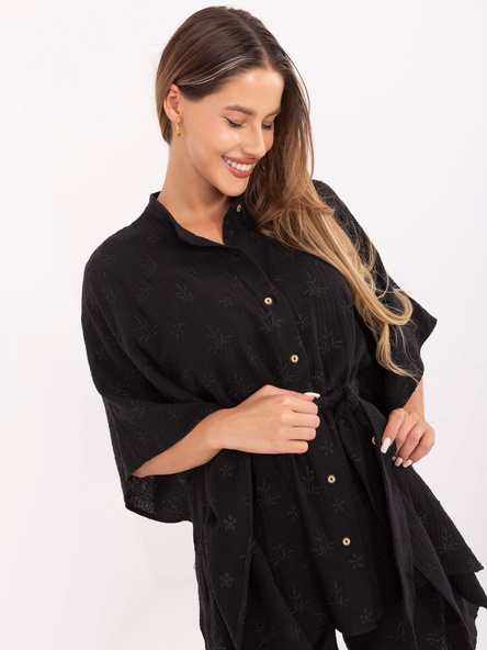 Czarny muślinowy komplet na lato