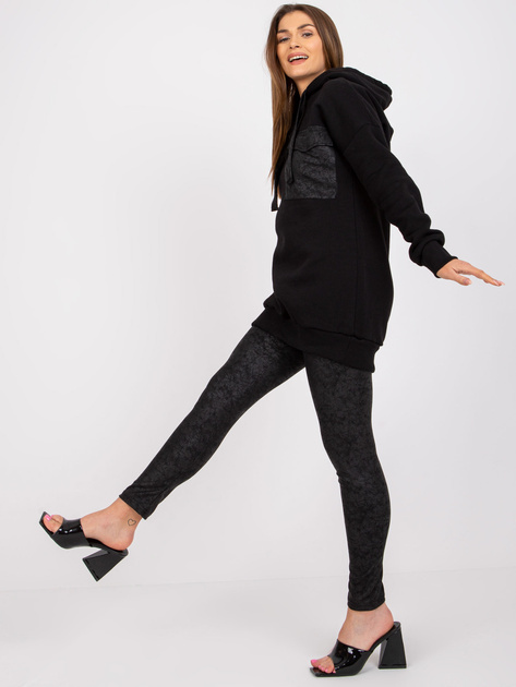 Czarny dwuczęściowy komplet dresowy z legginsami Elba