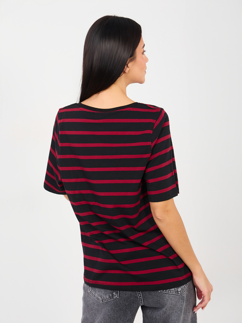 Czarno-czerwony bawełniany t-shirt basic RUE PARIS