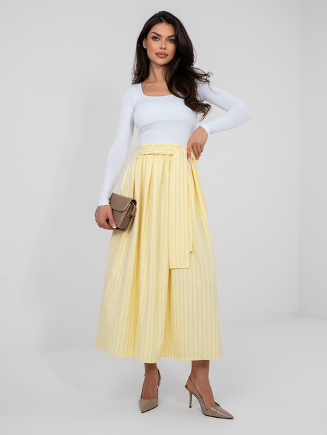 Pastelowa żółta garniturowa spódnica w paski