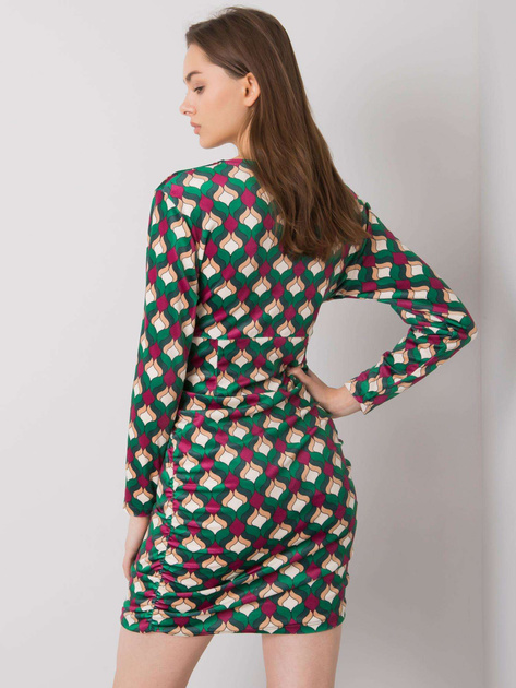 Zielona sukienka welurowa we wzory Montilla