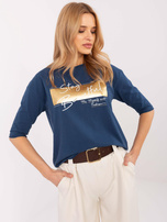 Hurt Ciemnoniebieska damska bluzka z rękawem 3/4