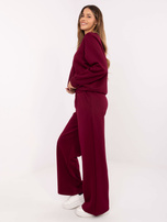 Burgundy basic tracksuit set with a hoodie without a hood.