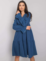Dark Blue Ruffle Women's Dress Abbeville RUE PARIS