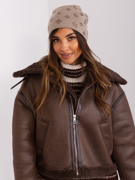 Hurt Ciemnobeżowa czapka dzianinowa beanie