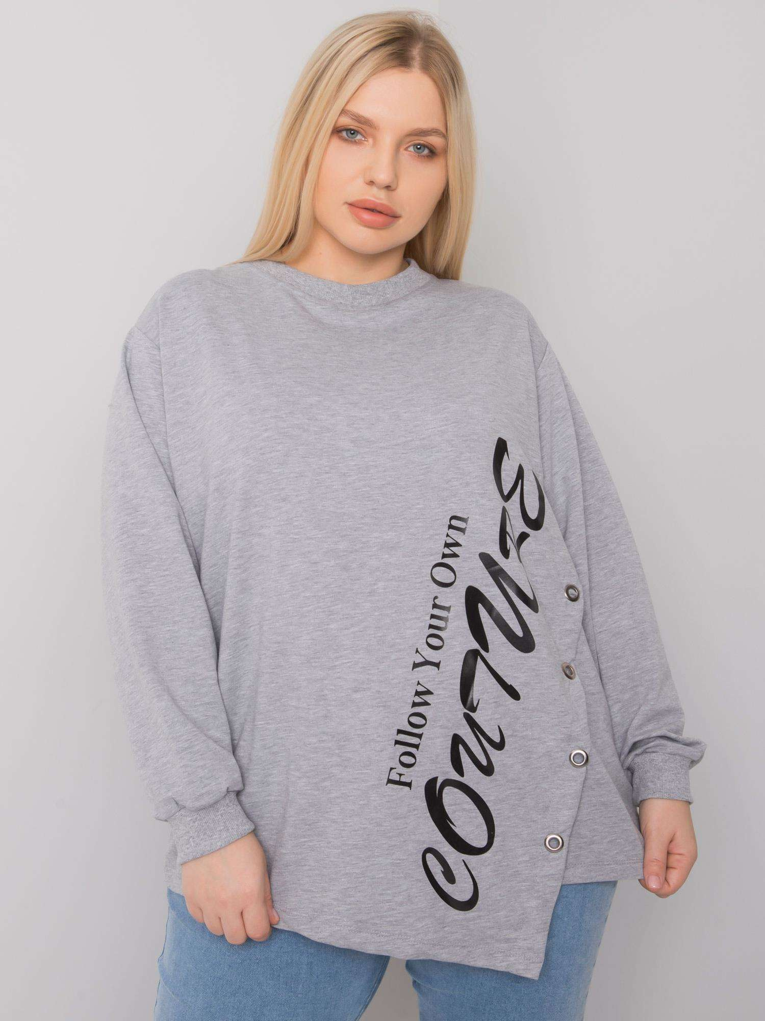 Graue Melange-Asymmetrische Plus-Size-Bluse Elfriede.