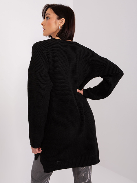 Hurt Czarna sukienka dzianinowa z dekoltem V