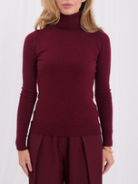 Bordowy  damski sweter basic z golfem