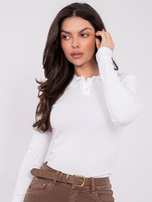 Ecru damska bluzka basic typu polo