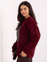 Bordowa damska bluza oversize z ociepleniem