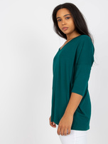 Hurtownia Ciemnozielona gładka bluzka plus size z wiskozy 
