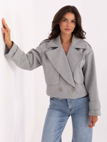 Szary krótki płaszcz z pagonami RUE PARIS