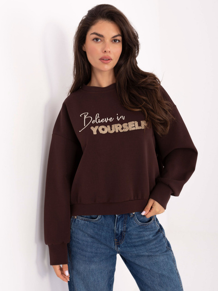Ciemnobrązowa bluza oversize z napisem