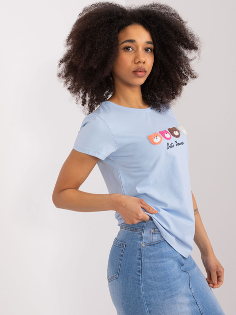 Hurt Jasnoniebieski t-shirt z napisem BASIC FEEL GOOD