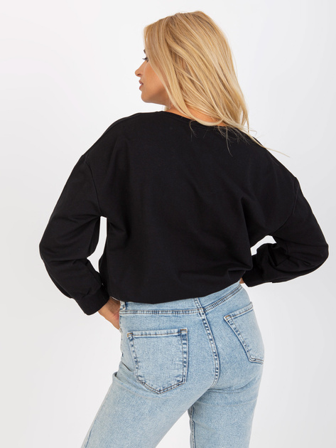 Hurt Czarna krótka bluza bez kaptura bawełniana RUE PARIS