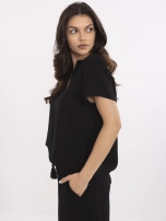 Czarna damska bluzka z wiskozy SUBLEVEL