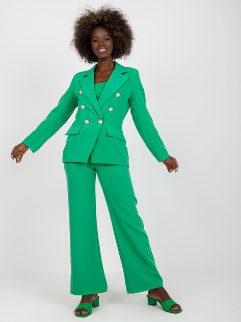 Zielona klasyczna marynarka z zapięciem dwurzędowym