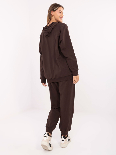 Czekoladowy damski komplet z bluzą z kapturem