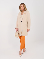 Beżowy damski płaszcz z piankowego materiału RUE PARIS 