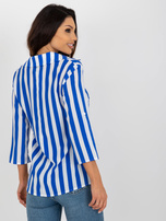 Hurt Niebiesko-biała bluzka koszulowa z rękawem 3/4