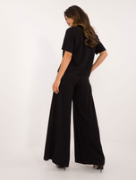 Hurt Czarny damski komplet letni z rozpinaną koszulą