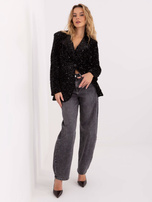 Schwarze Blazerjacke mit Pailletten RUE PARIS.