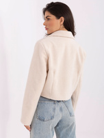 Ecru krótki płaszcz typu boucle RUE PARIS 