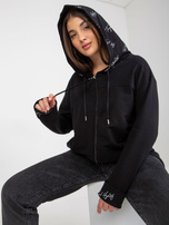 Hurt Czarna rozpinana bluza plus size z kapturem i napisami 
