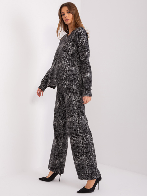 Hurtownia Szaro-czarny damski komplet casualowy z bawełny