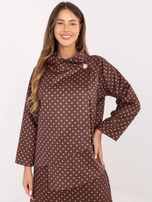 Brązowo-beżowa damska narzutka od kompletu 