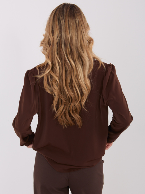 Brązowa elegancka bluzka z gumką na dole