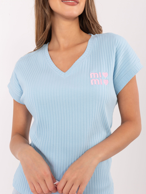 Jasnoniebieska damska bluzka w szeroki prążek