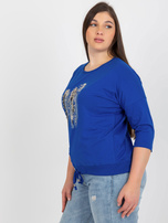 Hurt Tamsiai mėlyna bluzonė plus size su 3/4 rankovėmis.