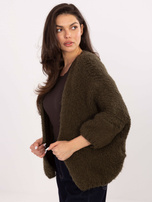 Khaki dámský cardigan bez zapínání.