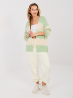 Pastelowy zielony damski kardigan oversize 