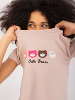 Hurt Beżowy t-shirt z naszywkami BASIC FEEL GOOD