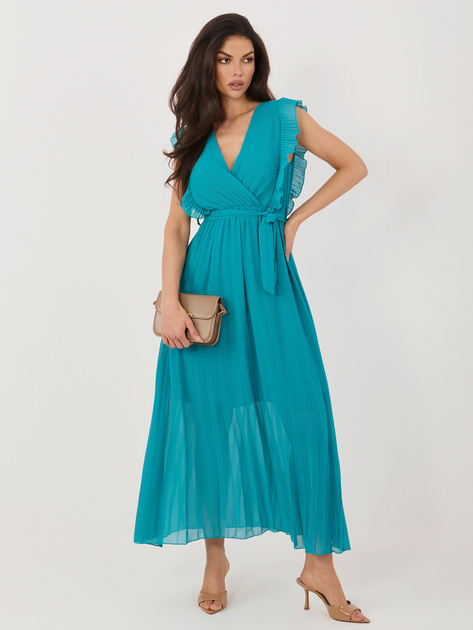 Morska letnia sukienka z kopertowym dekoltem RUE PARIS