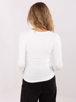 Ecru elegancka bluzka z głębokim dekoltem