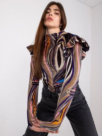 Czarna welurowa bluzka z długim rękawem Lina