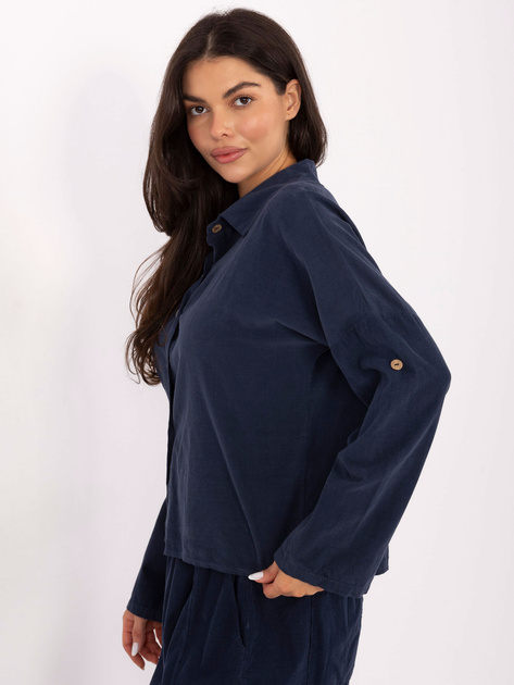 Ciemnoniebieska sztruksowa koszula od kompletu