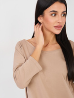 Ciemnobeżowa bawełniana bluzka basic RUE PARIS 